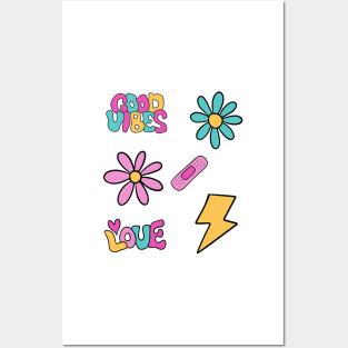 Retro Flower Power Funky Good Vibes and Love Posters and Art